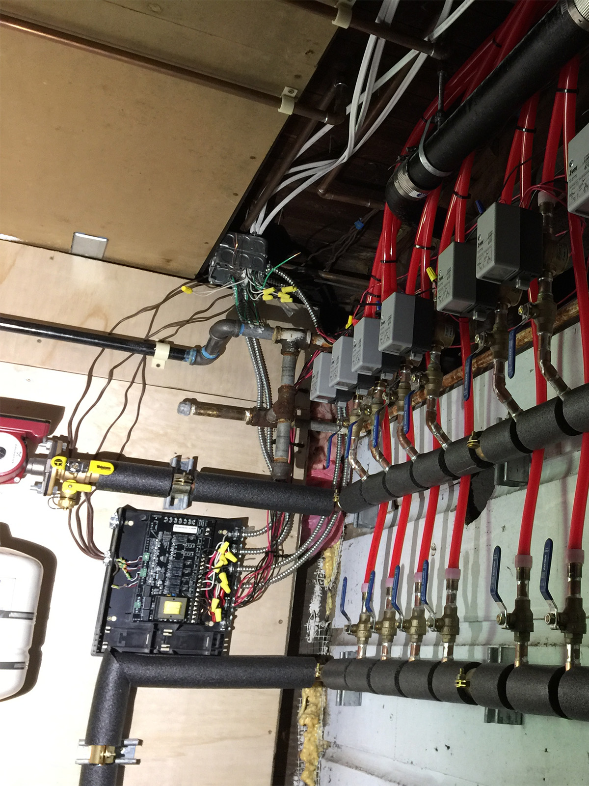 Tankless wall water heater inserts in 6 rooms.